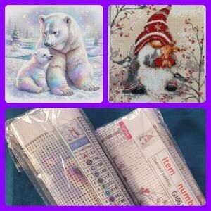 Christmas Diamond Painting Kits Lot Of 2 Holiday Gnome Polar Bear New In Package